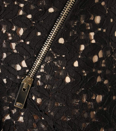 Shop Stella Mccartney Asymmetrical Cotton-blend Lace Dress In Black