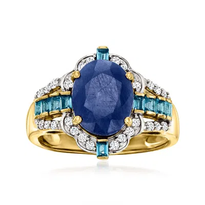 Ross-simons Sapphire And . London Blue Topaz Ring With . Diamonds In 14kt Yellow Gold In Blue