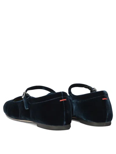 Shop Aeyde "uma" Velvet Ballet Flats In Blue