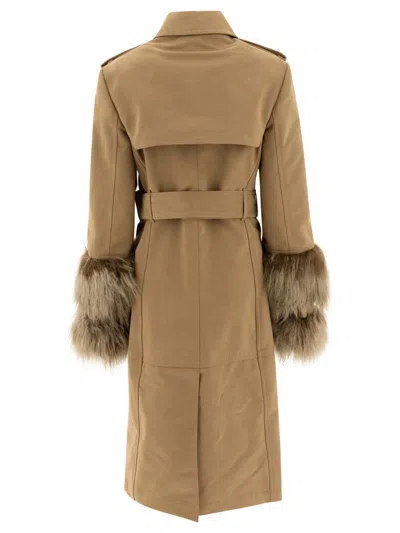 Shop Burberry Trenchcoat With Cuff Details In Beige