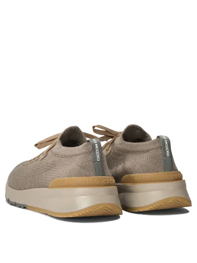 Shop Brunello Cucinelli Cotton Knit Sneakers