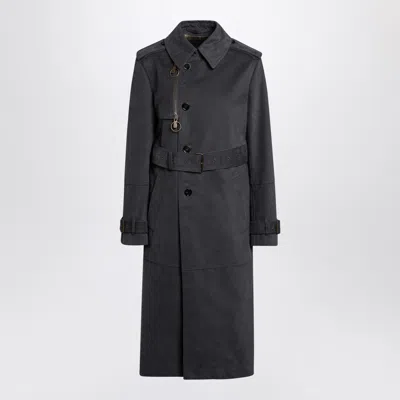 Burberry Long Ash Coloured Cotton And Nylon Trench Coat