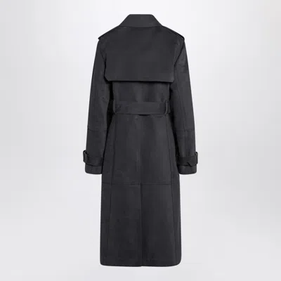 Burberry Long Ash Coloured Cotton And Nylon Trench Coat