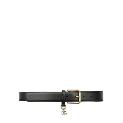 Dolce & Gabbana Adjustable Smooth Leather Belt With Gold-tone Buckle