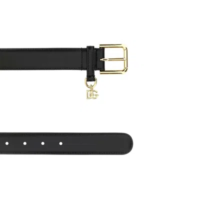 Dolce & Gabbana Adjustable Smooth Leather Belt With Gold-tone Buckle