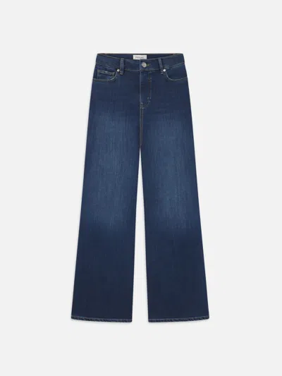 Frame Blue Wide Jeans With Drawstring In Blue