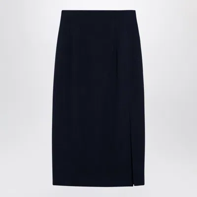 Margaux Lonnberg High Waist Navy Wool-blend Midi Skirt