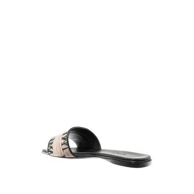 Max Mara Logo Jacquard Raffia-effect Slides