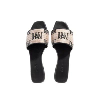 Max Mara Logo Jacquard Raffia-effect Slides