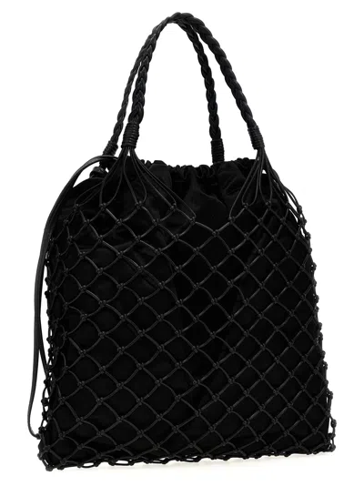 Moschino Women Woven Nappa Leather Shopping Bag In Black