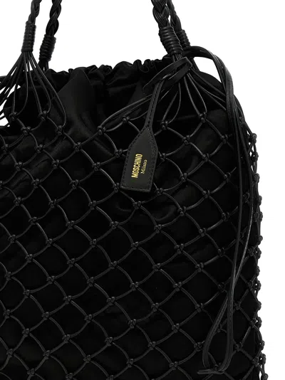 Moschino Women Woven Nappa Leather Shopping Bag In Black