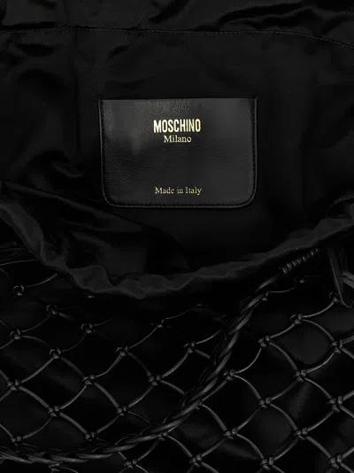 Moschino Women Woven Nappa Leather Shopping Bag In Black