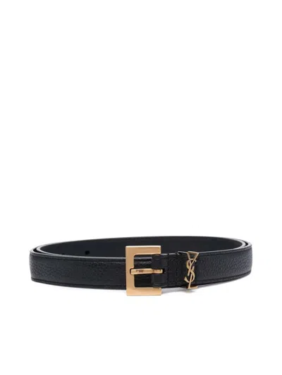 Shop Saint Laurent Belt In Black