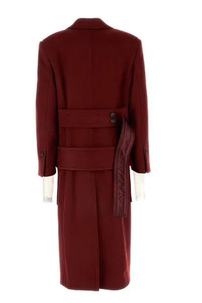 Ferragamo Belted Wool And Cashmere-blend Coat In Red