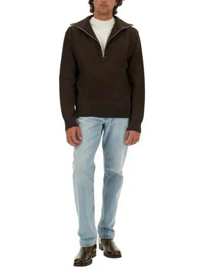 Courrèges Trucker Wool Sweater In Brown