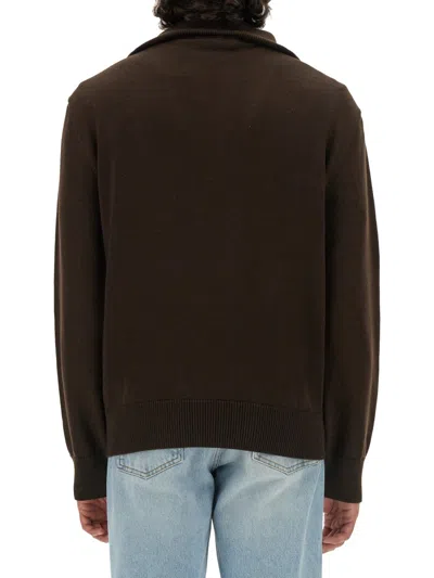 Courrèges Trucker Wool Sweater In Brown