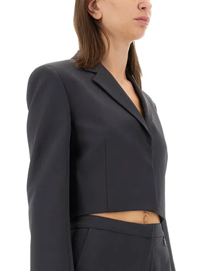Diesel "g-milla-p1" Cropped Wool Blazer With Sartorial Lapels In Black