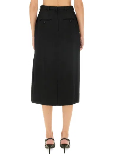 Dolce & Gabbana Gabardine Virgin-wool Midi Skirt In Black
