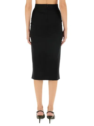 Dolce & Gabbana Gabardine Virgin-wool Midi Skirt In Black