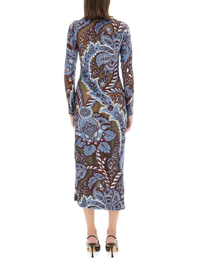 Etro Multicolor Long Dress With All-over Paisley Motiv In Multicolor