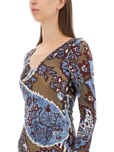 Etro Multicolor Long Dress With All-over Paisley Motiv In Multicolor