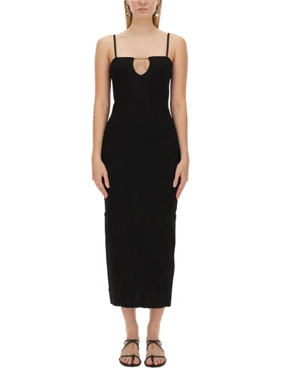 Jacquemus Embellished Ribbed-knit Midi Dress In Black