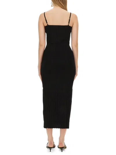 Jacquemus Embellished Ribbed-knit Midi Dress In Black