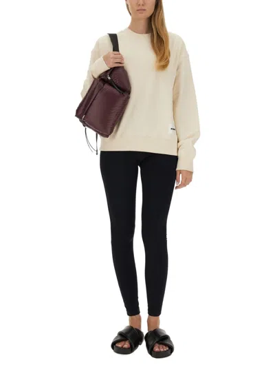 Jil Sander Oversized Cotton Sweatshirt With Subtle Logo Patch In Yellow