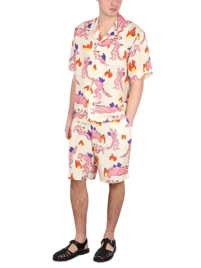 Marni Multicolor Printed Silk Bermuda Shorts In Multicolor