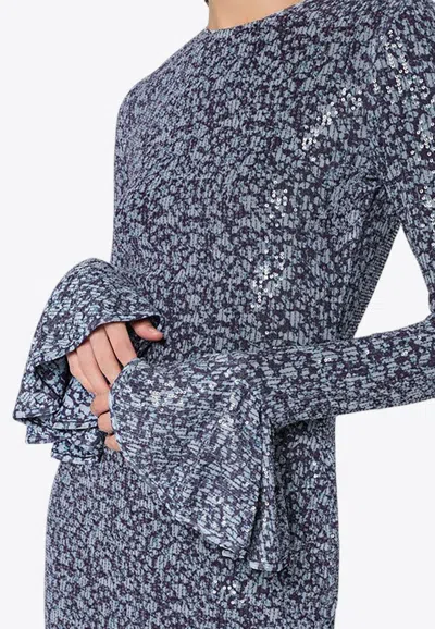 Rotate Birger Christensen Open-back Sequin Mini Dress In Purple