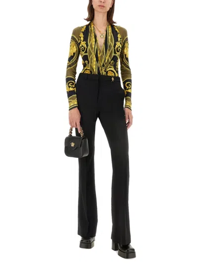 Versace Bodysuit With Baroque Print In Multicolor