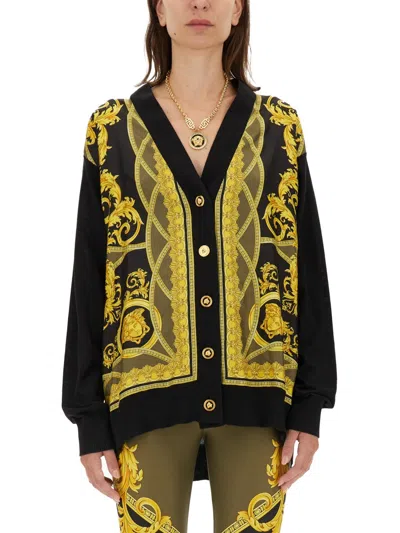 Versace Black La Coupe Des Dieux Cardigan In Multicolor
