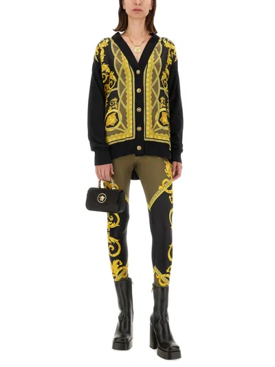Versace Black La Coupe Des Dieux Cardigan In Multicolor