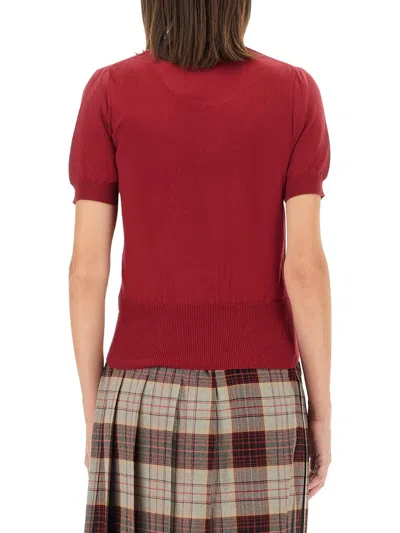 Vivienne Westwood Red Embroidered Logo Sweater In Multicolor