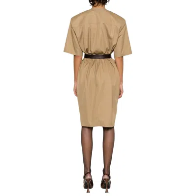 Saint Laurent Saharienne Dress In Beige