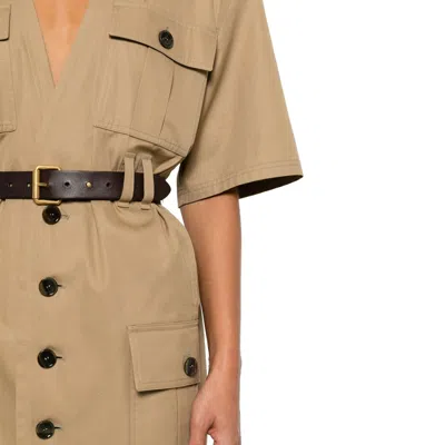 Saint Laurent Saharienne Dress In Beige