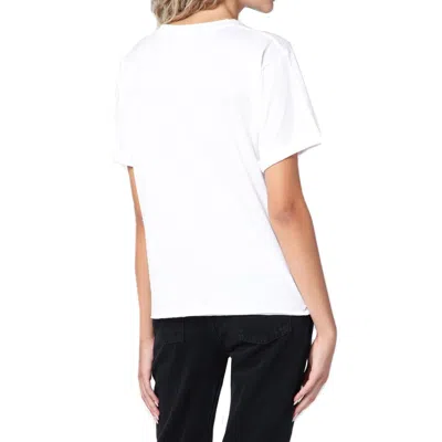 Saint Laurent Basic White T-shirt With Miiddle Logo Print In Cotton Woman In White