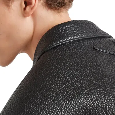 Prada Single-breasted Leather Jacket Men In Black