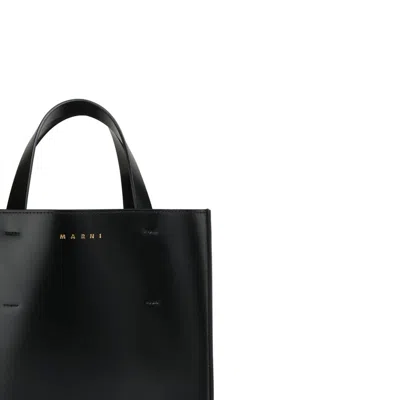 Shop Marni Leather Shoulder Bag In Black