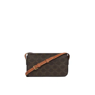 Celine Claude Triomphe Shoulder Bag In Brown