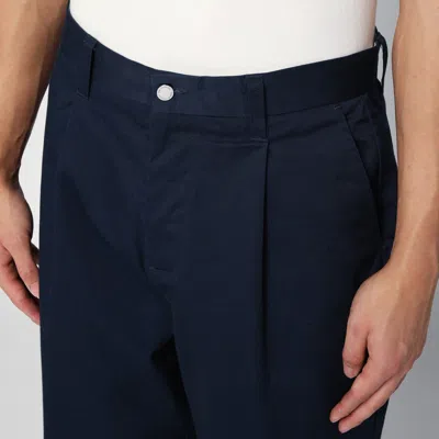 Shop New Amsterdam Surf Association Navy Blue Cotton Blend Trousers