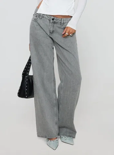 Princess Polly Ellanor Low Rise Slouch Denim Jean In Washed Grey