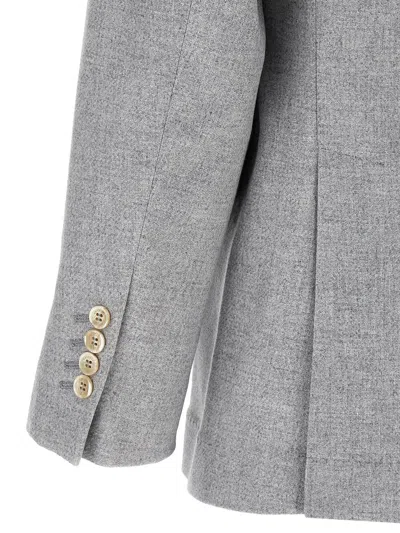 Shop Brunello Cucinelli Single-breasted Blazer In Gray