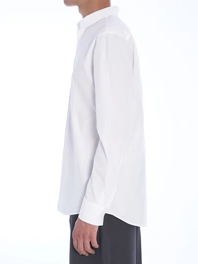 Valentino Long-sleeved Shirt In Cotton Poplin With Flower Patch In White