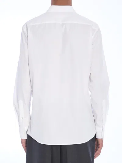Valentino Long-sleeved Shirt In Cotton Poplin With Flower Patch In White