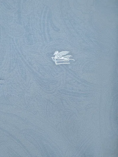 Etro Paisley-print Cotton-piqué Polo Shirt In Blue