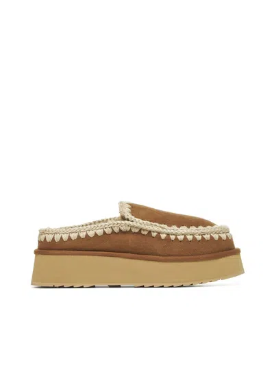 Mou Cognac Clog Eskimo Platform Mules In Brown