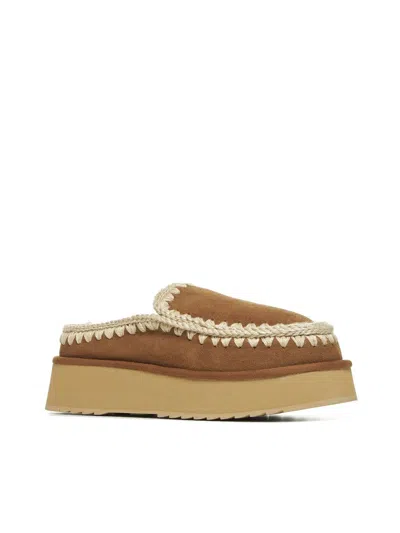 Mou Cognac Clog Eskimo Platform Mules In Brown