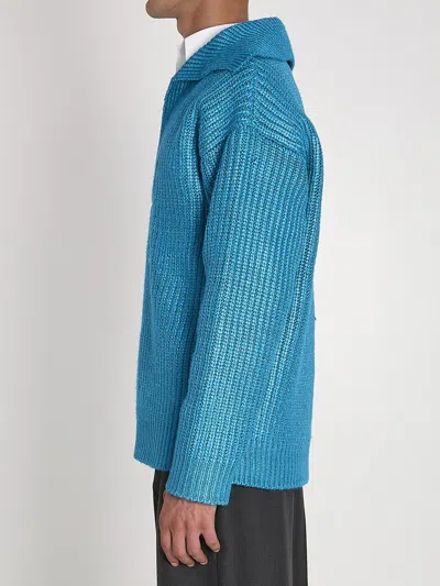Valentino Garavani Turquoise Silk Blend Sweater In Blue