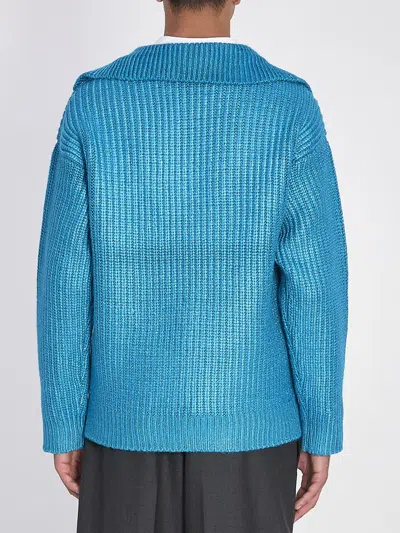 Valentino Garavani Turquoise Silk Blend Sweater In Blue